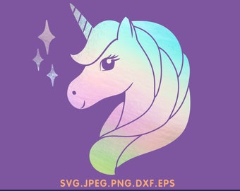 Unicorn head svg, Unicorn horn svg, Unicorn svg, Unicorn birthday svg, files for Cricut, Silhouette, Unicorn cut file