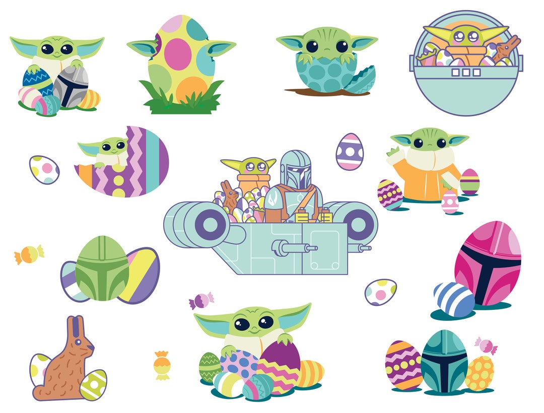 INSTANT DOWNLOAD Easter Sticker Baby Yoda Easter Clipart Etsy