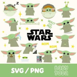 INSTANT DOWNLOAD Baby Yoda Sticker SVG png | Cute Grogu Digital Sticker | Instant Download for Cricut & Printables