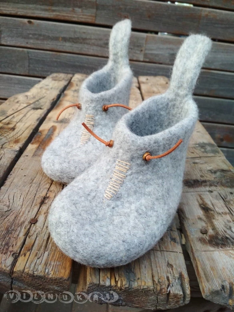 natural wool natural ruber latex soles made to order felted kids slippers