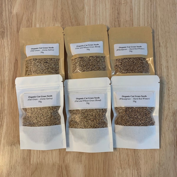 Pet Grass Seeds || Cat Grass Seeds 50g || Organic Oat Grass and Wheatgrass Seeds || Organic Non-GMO