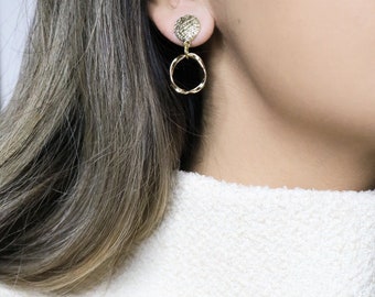 Gold Dangle Hoop Earrings, Hoop Earrings, Gold Dangle Earrings, Dainty Earrings, Minimalist Jewelry, Boho Earrings, Gold Earrings, Jewelry
