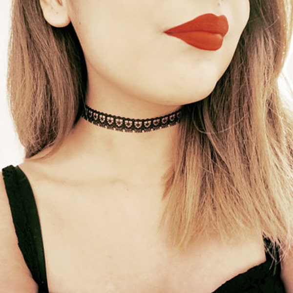 Black Lace Choker, Black Choker Necklace, Boho Choker, Black Choker, Lace Choker, Choker Necklace, Boho Necklace, Layering Choker
