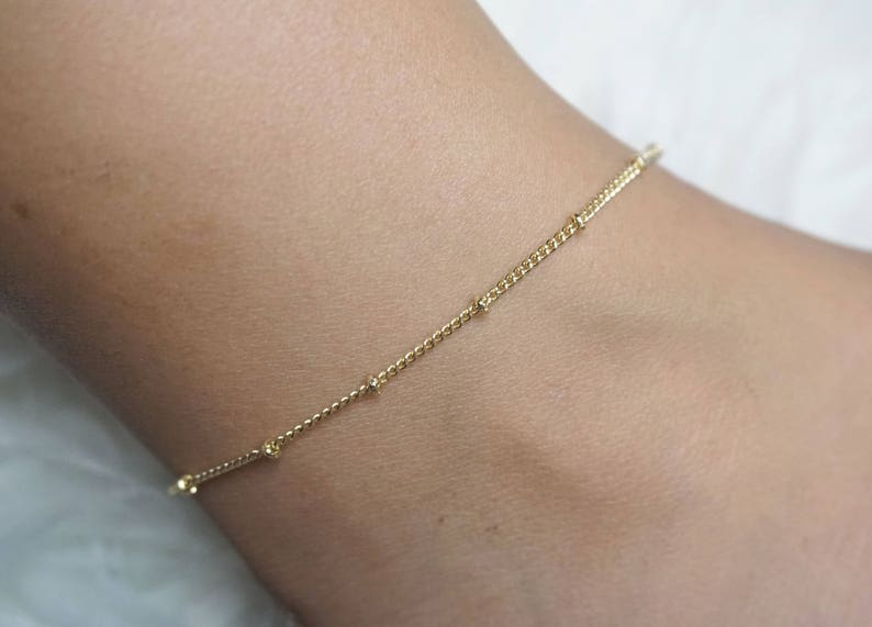 Gold Beaded Anklet Gold Anklet Gold Ankle Bracelet Gold Etsy