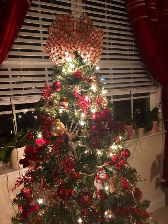 Christmas Tree Top Bow Etsy