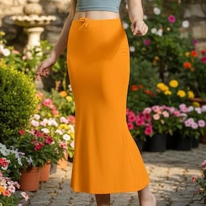 Anágua de algodão misto KreatvKraft para sari | Estilo modelador, saia longa para usar por baixo de vestidos, cintura ajustável.