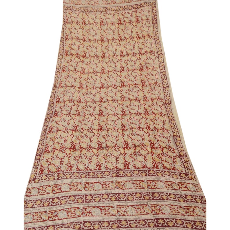 KK Vintage Dupatta Long Stole Pure Cotton Red Block Printed Kalamkari