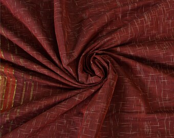 Sari vintage de algodón y seda rojo oscuro, tejido a mano, 5 yardas, tela artesanal, patrimonio indio, textiles, suministros para manualidades femeninas, material KreatvKraft