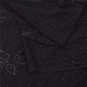 Vintage Sari 100% Pure Silk Indian Black Sarees Embroidered Mukeish 6yd Craft FabricBy KreatvKraft