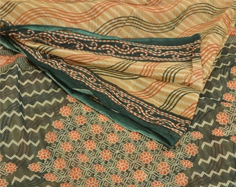 KreatvKraft Vintage Sari 100% Pure Cotton Sarees Indian Multi Printed 5yd Soft Craft Fabric