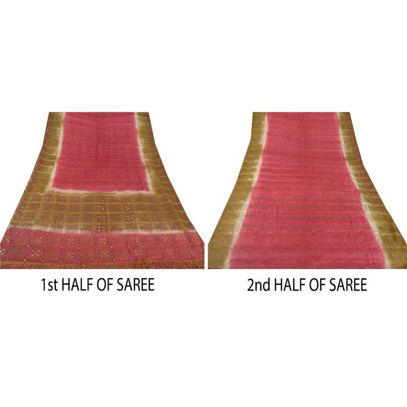 KK Vintage Saree 100/% Pure Silk Hand Embroidery Pink Craft Fabric Sari Premium 5 Yard
