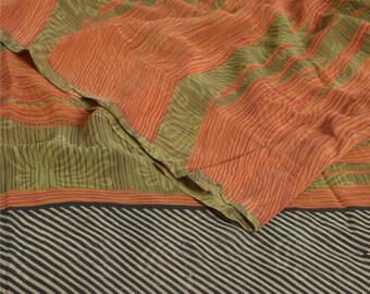 Sushila Vintage Saree 100% Pure Soie Imprimé Paisley 5 Yard Tissu