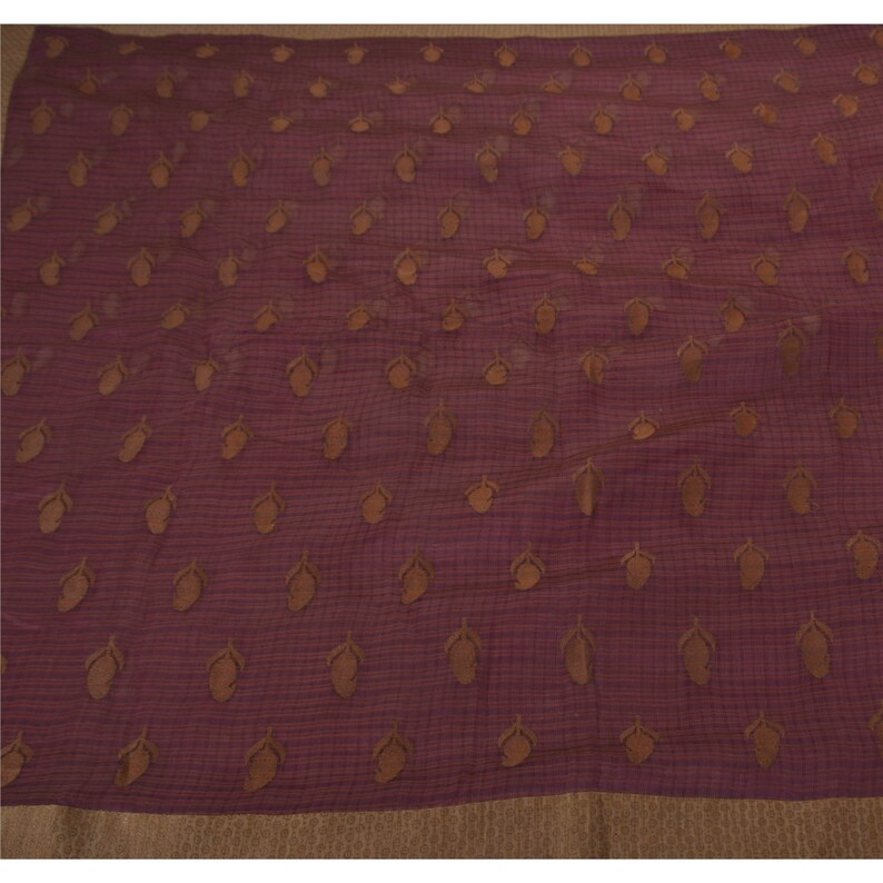 KK Vintage Multicolor Saree Art Silk Hand Beads Craft Premium Sari Fabric 5 Yard