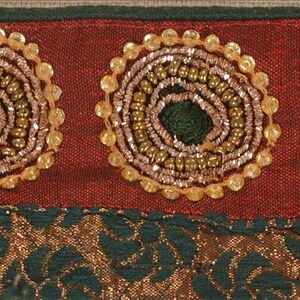 Vintage Saree Border 1 Yd 2.5"W Maroon Art Silk Hand Embroidered Dabka Woven Indian Sari Trim Sewing Maroon Saree Decor Lace KreatvKraft image 3