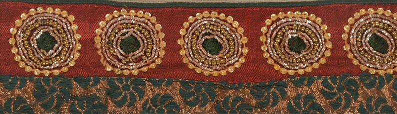 Vintage Saree Border 1 Yd 2.5"W Maroon Art Silk Hand Embroidered Dabka Woven Indian Sari Trim Sewing Maroon Saree Decor Lace KreatvKraft image 3