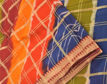 Saris vintage 100% algodón puro, saris con estampado geométrico tejido múltiple, 5 yardas de tela artesanal transpirable, retazos de tela reciclada KreatvKraft