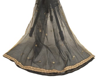 Vintage Dupatta Long Stole Net Mesh Black Embroidered Woven  upcycled Textile Scraps  Eco-Friendly & Sustainable DIY Projects KreatvKraft