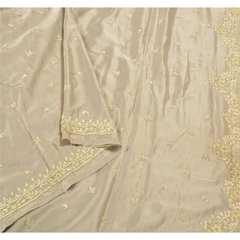 Vintage Heavy Dupatta Pure Satin Silk Fawn Hand Beaded Zardozi S Vintage Heavy Dupatta Pure Satin Silk Fawn Hand Beaded Zardozi S