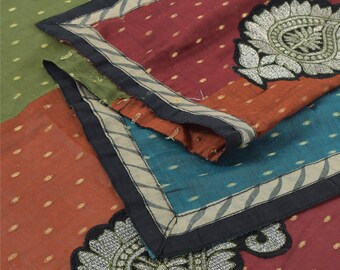 Vintage Art Silk Dupatta: Embroidered Paisley Stole, Woven Multicolor   Indian Heritage Textile Women Traditional Dress KreatvKraft