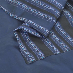 Vintage 100% Pure Silk  Indian Blue Printed Sarees 6Yd Craft FabricBy KreatvKraft