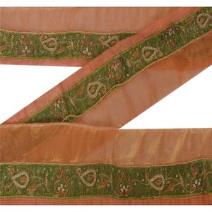 KreatvKraft Sarees/Sari Vintage 1 Yd Craft Border Ricamato a Mano Zari Zardozi Nastro Tessuto Pizzo Dorato Seta