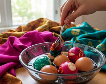 Silk Sari Scraps for Easter Egg Dyeing, Unique Easter Basket Stuffers & Egg Fillers, DIY Quilting Fabric upholstery fabric KreatvKraft