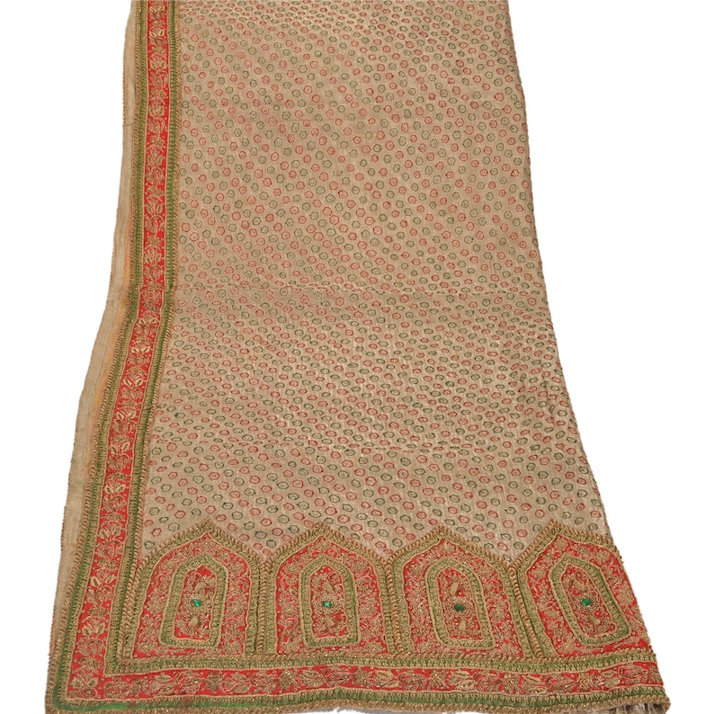 KK Vintage Golden Heavy Dupatta Tissue Silk Zari Hand Beaded Ethnic Stole