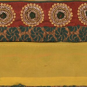 Vintage Saree Border 1 Yd 2.5"W Maroon Art Silk Hand Embroidered Dabka Woven Indian Sari Trim Sewing Maroon Saree Decor Lace KreatvKraft image 5