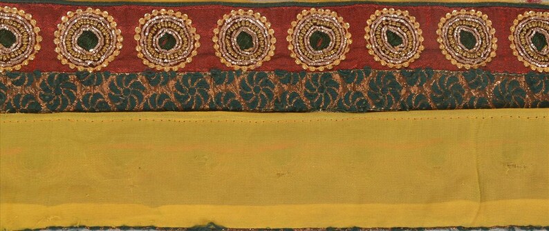 Vintage Saree Border 1 Yd 2.5"W Maroon Art Silk Hand Embroidered Dabka Woven Indian Sari Trim Sewing Maroon Saree Decor Lace KreatvKraft image 5