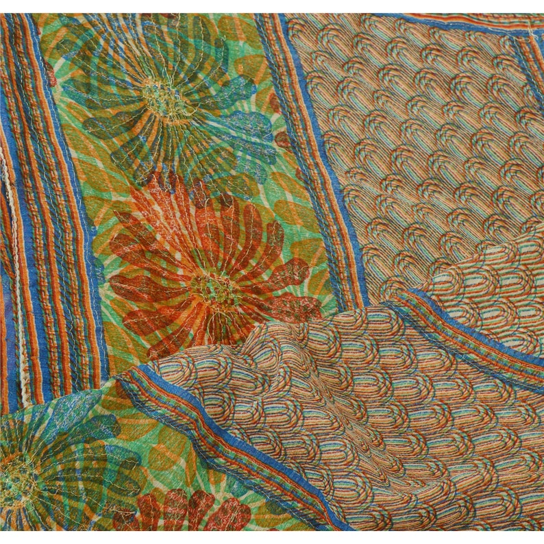 KK Vintage Dupatta Long Stole Pure Chiffon Silk Veil Hand Beaded Scarves