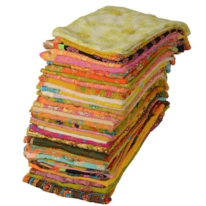 Zestaw 40 sztuk szalików dupatta z żorżety w stylu vintage: ręcznie haftowany materiał do rękodzieła i dekoracji autorstwa KreatvKraft