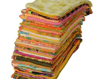 Recycled Used Vintage Handmade Georgette Dupatta/Scarf Lot Bulk 40 Fabric Craft/Deco