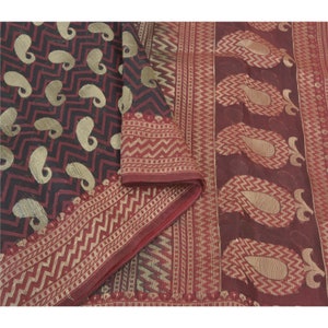 Vintage Sari 100% Pure Silk Black Indian Sarees Hand-Woven 5yd Craft FabricBy KreatvKraft