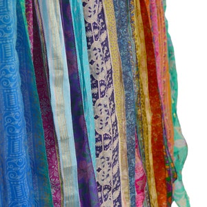 Wholesale Lot Of Vintage Pure Silk Recycle Sari Sashes Head Wrap Neck Tie Scarf Silk Belt and Sashes Soft Fabric-Crafting Use Silk Sashes image 4