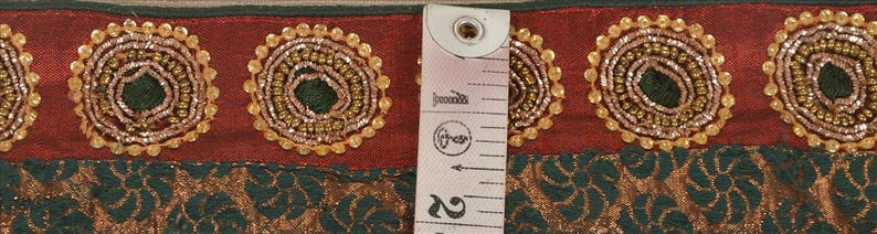 Vintage Saree Border 1 Yd 2.5"W Maroon Art Silk Hand Embroidered Dabka Woven Indian Sari Trim Sewing Maroon Saree Decor Lace KreatvKraft image 4