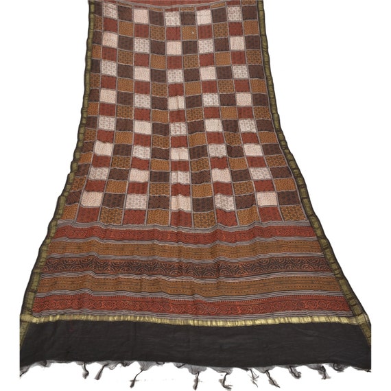 Vintage Indian Dupatta Long Stole Pure Cotton Woven Printed Wrap Scarves DPM3136