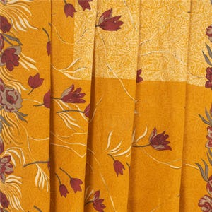 Vintage Floral Print Pure Crepe Silk Sari - 5+ Yard Indian Textile Fabric  Pre-Owned Indian Upcycled, Recycled, Remnant KreatvKraft