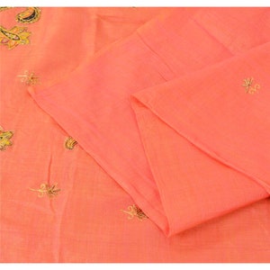 Vintage Sari Cotton Silk Indian Peach Saree Hand Bead Zari Zardozi 5yd Craft Fabric Upcycled Remnant Pre-owned Indian Saree KreatvKraft