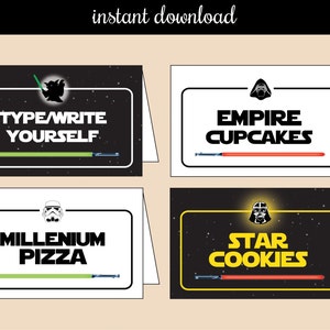 Star Wars EDITABLE Food Tent - instant download