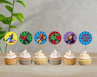 AVENGERS Editable Cupcake Topper - instant download