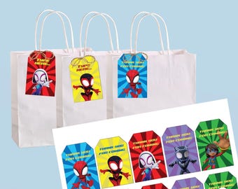 Tag di ringraziamento modificabile Spidey e i suoi fantastici amici - download immediato