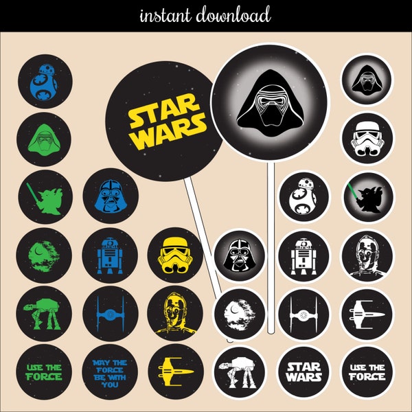 Star Wars Cupcake Topper - zum sofortigen Download