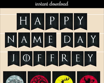 Banner stampabile di Game of Thrones TUTTE LE LETTERE - download immediato