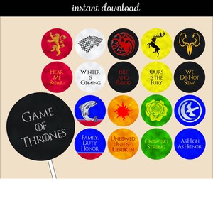 Game of Thrones Cupcake Topper Instant Download - Etsy