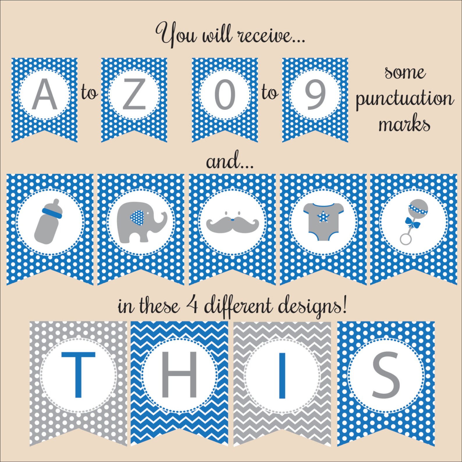 Baby Shower/ New Baby Banner ALL LETTERS Instant Download - Etsy