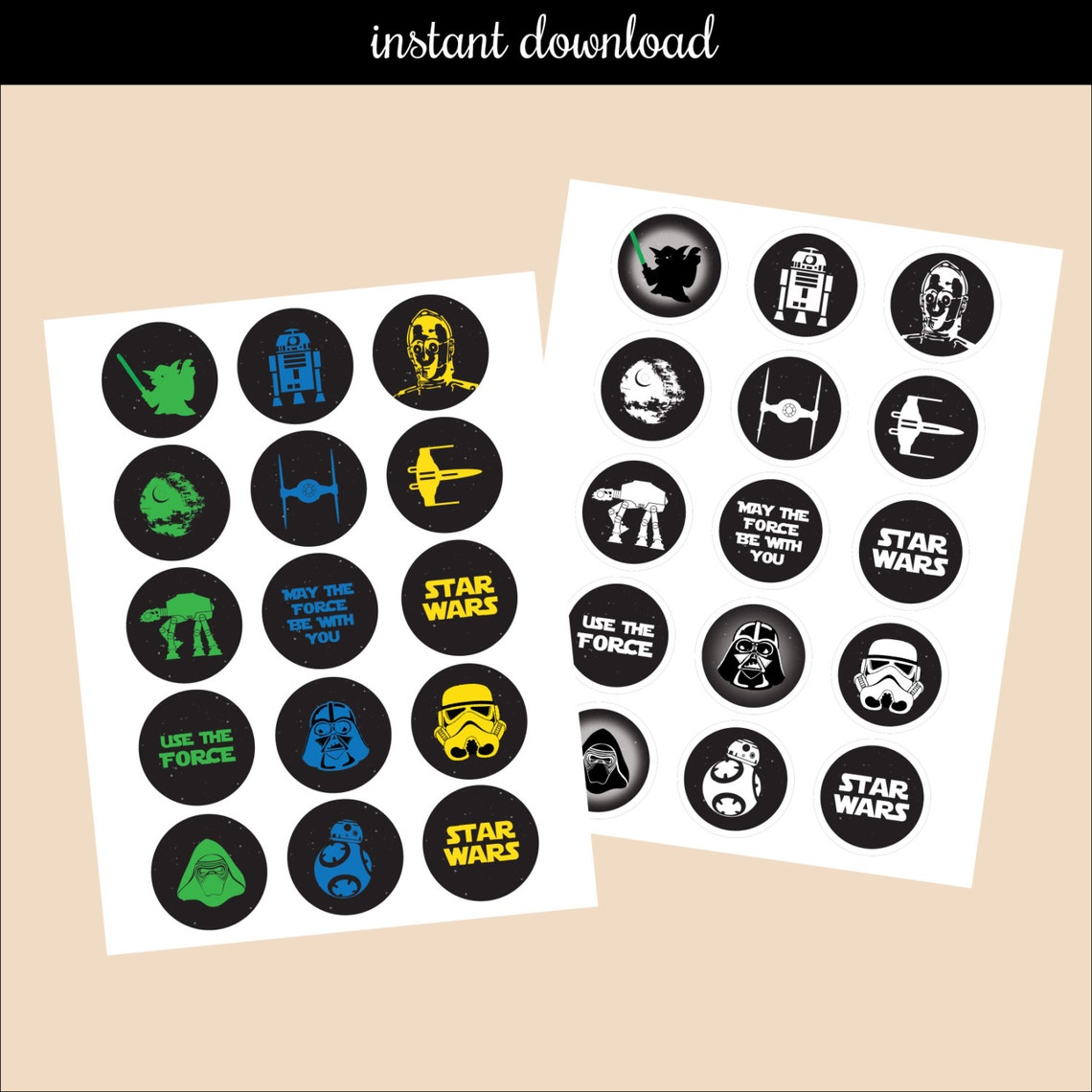 Star Wars Cupcake Topper Instant Download | Etsy