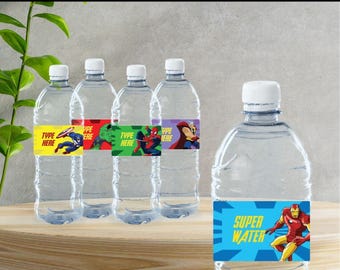 Etichetta modificabile per bottiglia d'acqua AVENGERS - download immediato