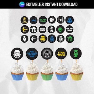 Star Wars Editable Cupcake Topper - instant download