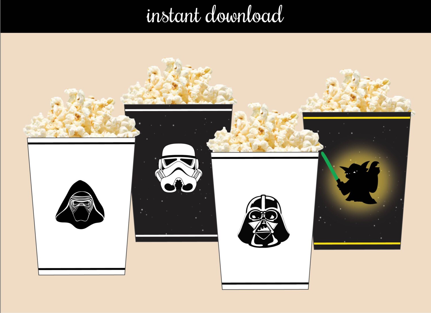 Star Wars Printable Popcorn/ Treat Box instant download | Etsy