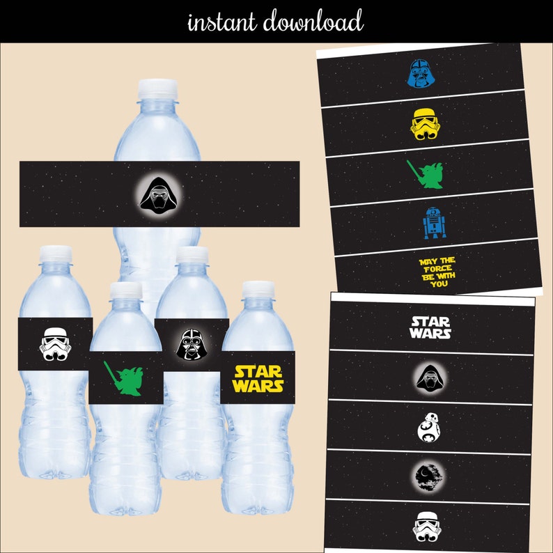 star wars water bottle labels